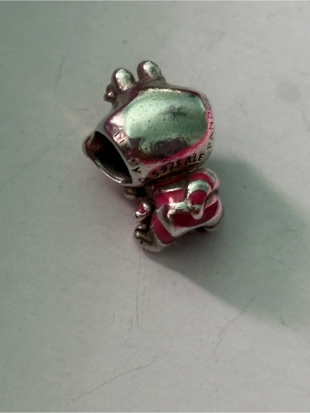 Pandora Silver Cheshire Cat Charm with Pink and Purple Accents